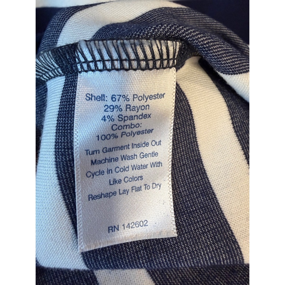 Sail to Sable Navy White Striped Ruffle Sleeve Shift Dress Gold Zip Large - Picture 4 of 5